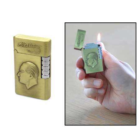 Kişiye Özel İsim Yazılı Kemal Atatürk İmza Temalı Dupont Tasarım Eskitme Bronz Renk Metal Çakmak - Tesbihane