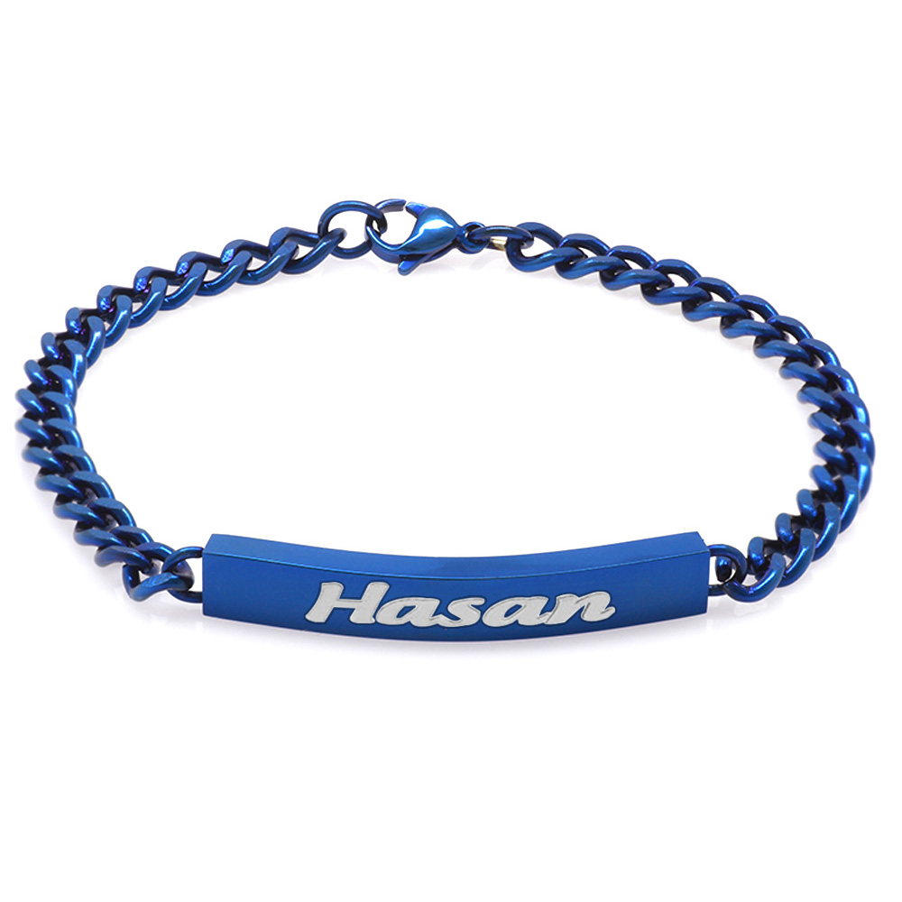 İsme Özel Yazılı Lacivert Renk Çelik Erkek Gurmet Bileklik - 3