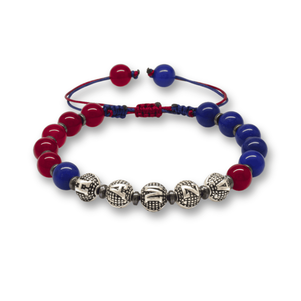 İsme Özel Yazılı Makrome Örgülü Küre Kesim Bordo Mavi Jade Hematit Doğaltaş Kadın Taraftar Bileklik - 4