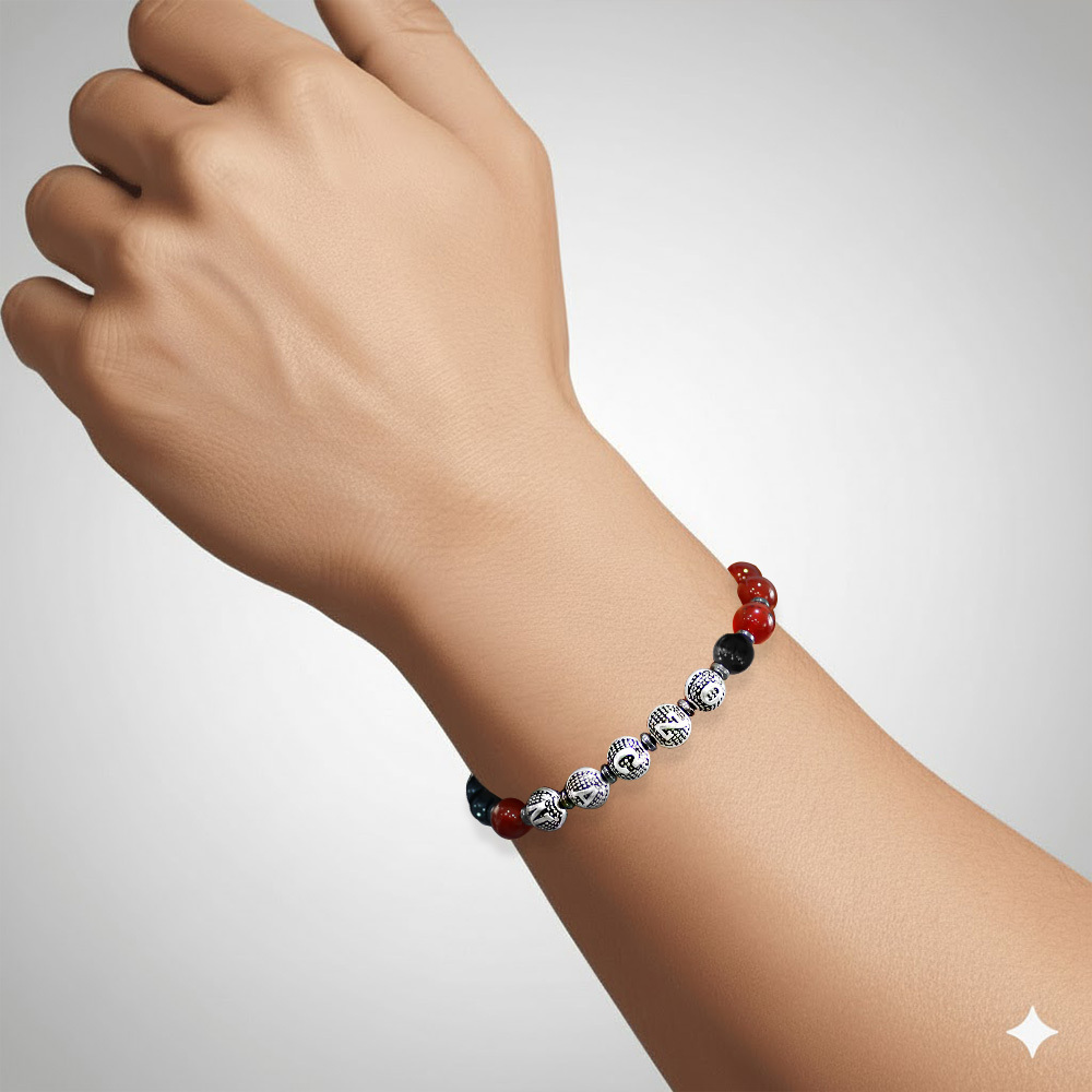 İsme Özel Yazılı Makrome Örgü Küre Kırmızı Siyah Akik Oniks Hematit Doğaltaş Erkek Taraftar Bileklik - 2