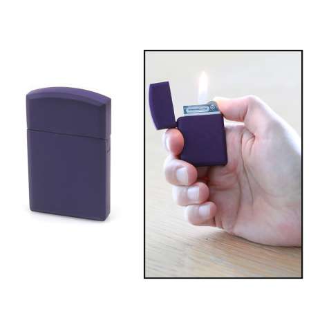 İsme Özel Yazılı Mat Mor Renk Taşlı Metal Çakmak - Tesbihane