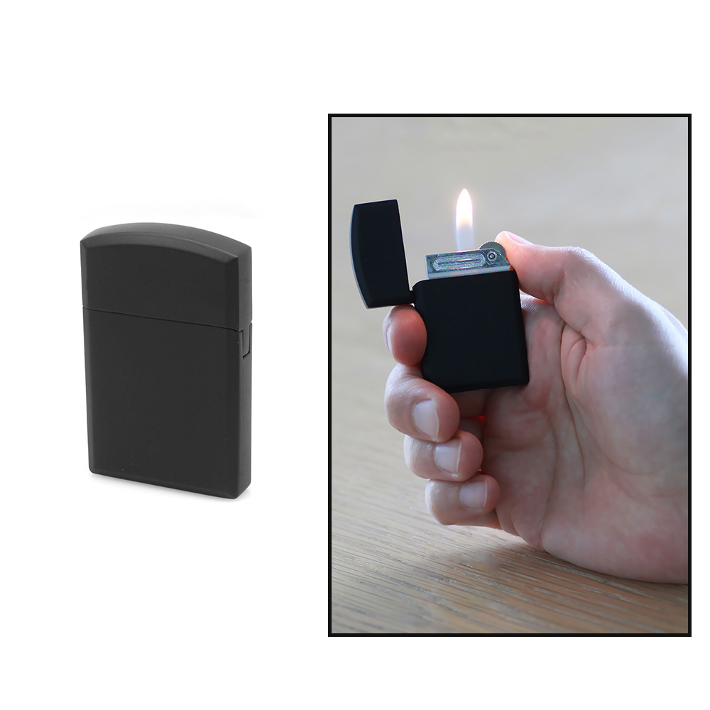 İsme Özel Yazılı Mat Siyah Renk Taşlı Metal Çakmak - 1