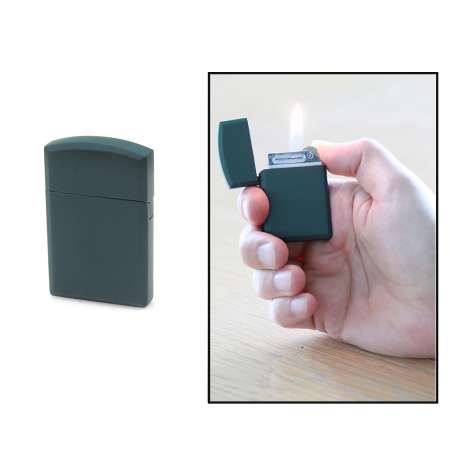 İsme Özel Yazılı Mat Yeşil Renk Taşlı Metal Çakmak - Tesbihane