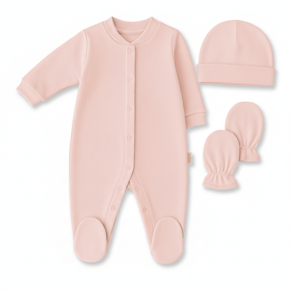 İsme Özel Nakışlı Pembe 3 lü Bebek Tulum Seti - 4