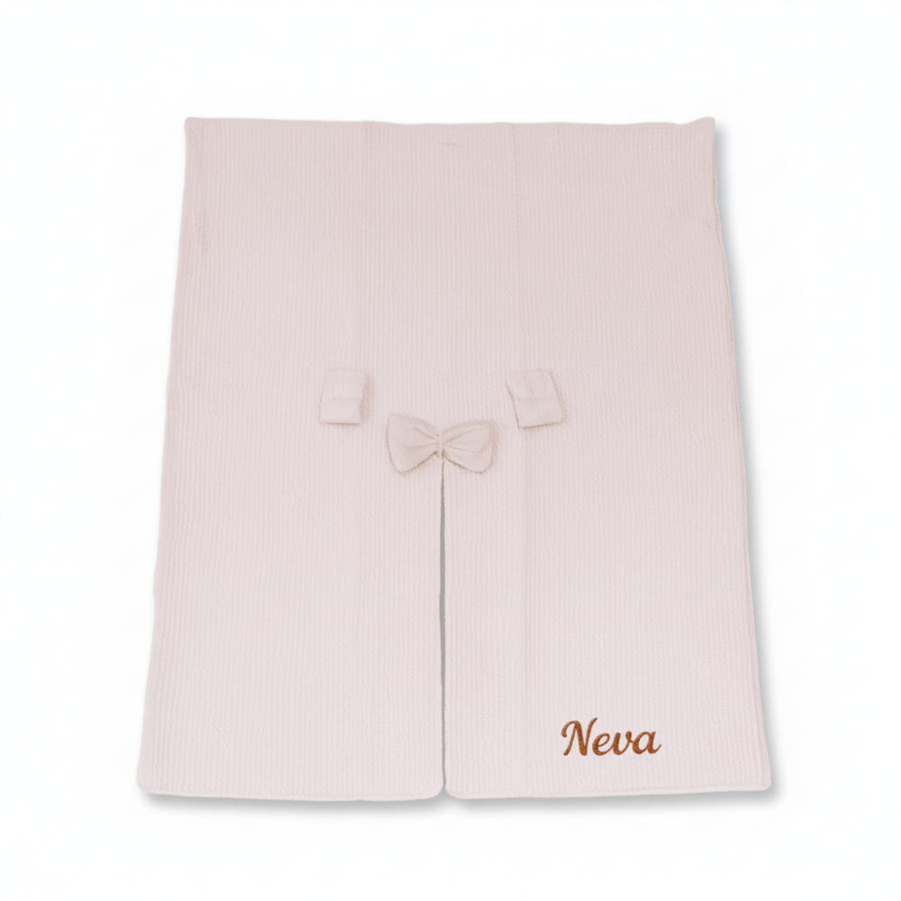 İsme Özel Nakışlı Pembe Renk Bebek Puset Örtüsü - 4