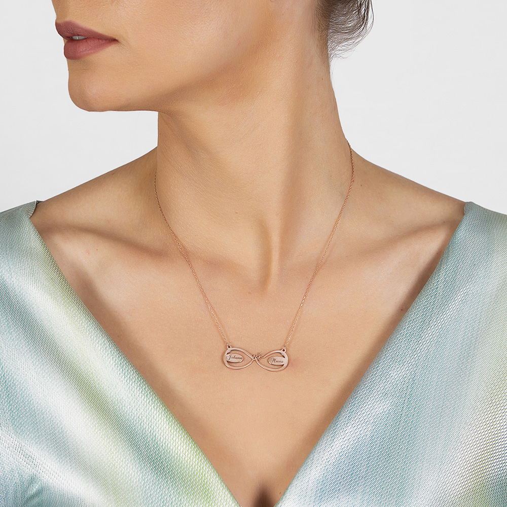 İsme Özel Yazılı Rose Renk 925 Ayar Gümüş Aşk Sonsuzluk Kolye - 3