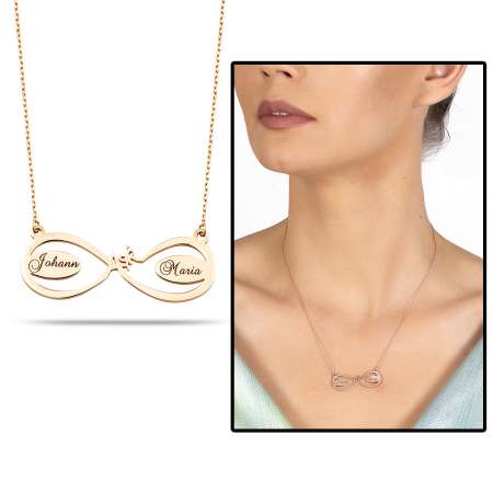 İsme Özel Yazılı Rose Renk 925 Ayar Gümüş Aşk Sonsuzluk Kolye - Tesbihane