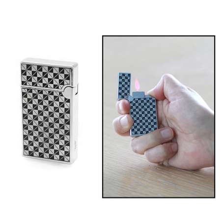 Kişiye Özel Yazılı Şık Kutulu Dama Tasarım Siyah Gümüş Renk Manyetolu Çakmak - Tesbihane