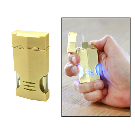 İsme Özel Yazılı Şık Kutulu Işıklı Antik Sarı Renk Mayetorlu Çakmak - Tesbihane