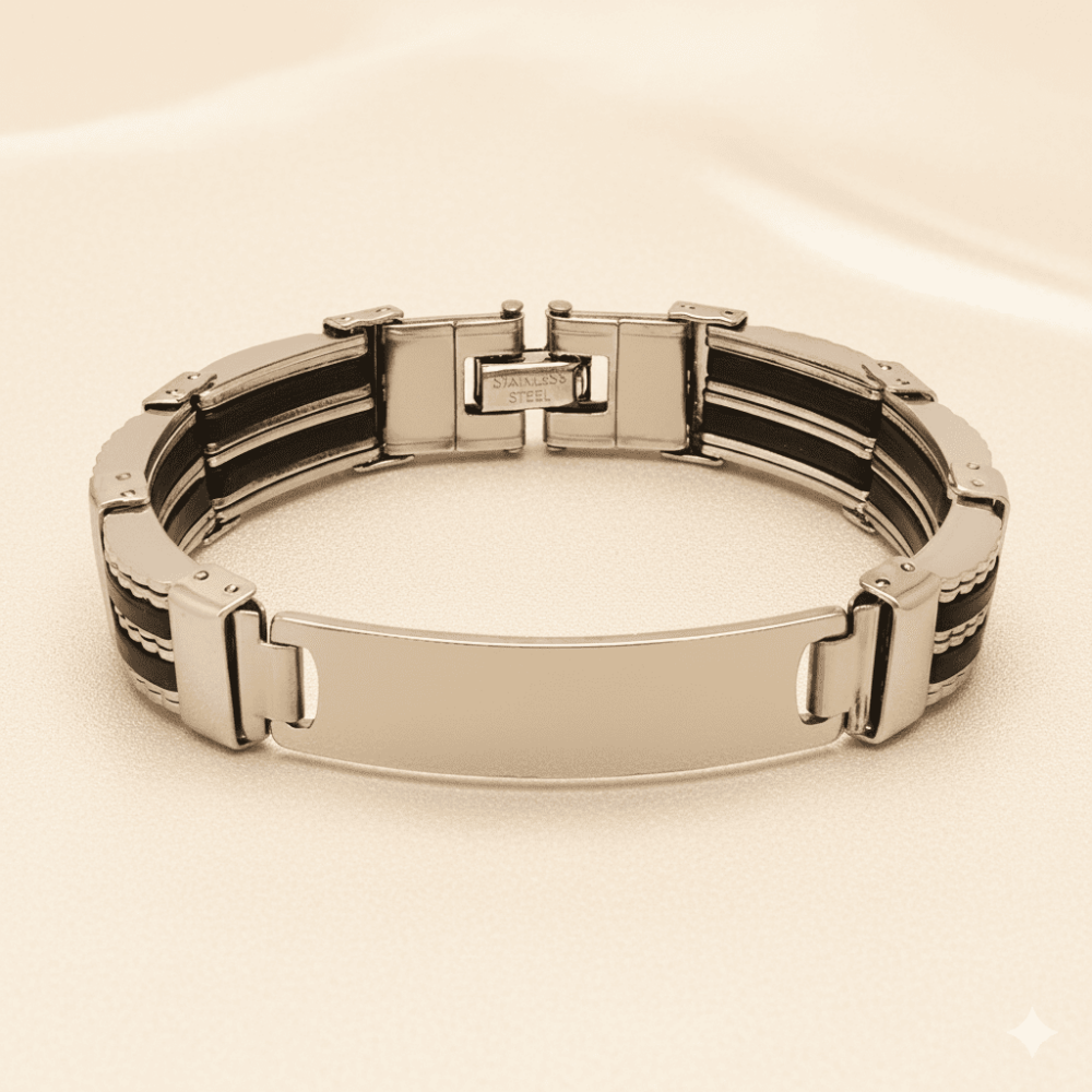 İsme Özel Yazılı Gümüş Renk Çelik Erkek Bileklik - M2 - 3