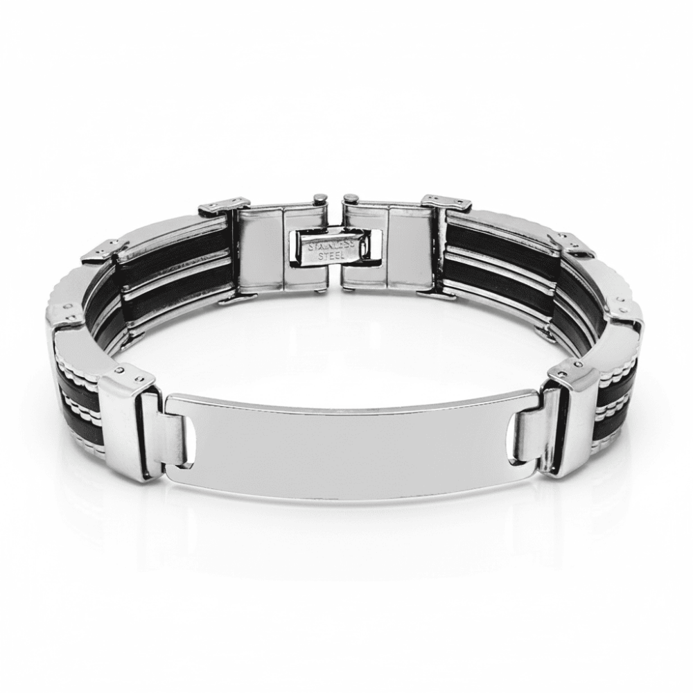 İsme Özel Yazılı Gümüş Renk Çelik Erkek Bileklik - M2 - 4