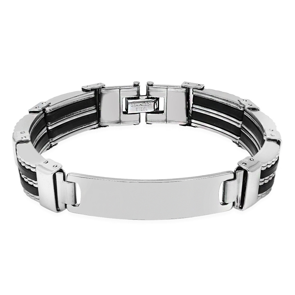 İsme Özel Yazılı Gümüş Renk Çelik Erkek Bileklik - M2 - 6