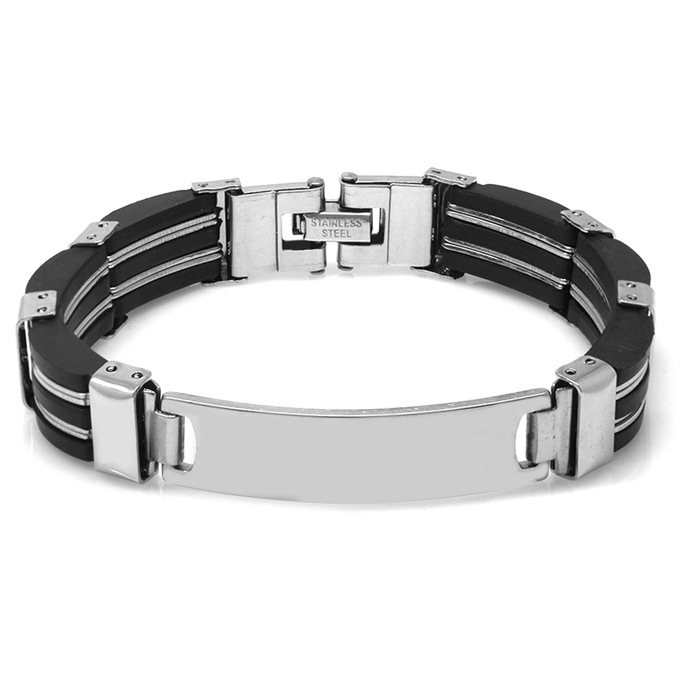 İsme Özel Yazılı Gümüş Renk Çelik Erkek Bileklik - M3 - 2