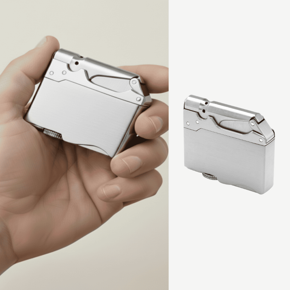 Kişiye Özel Yazılı Gümüş Renk Hediye Kutulu İbola Model Manyetolu Çakmak - 1