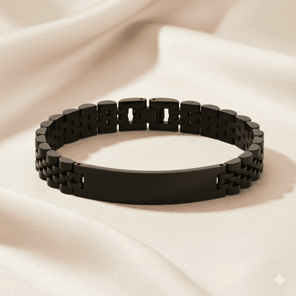 İsme Özel Yazılı Siyah Renk Çelik Erkek Bileklik - 3