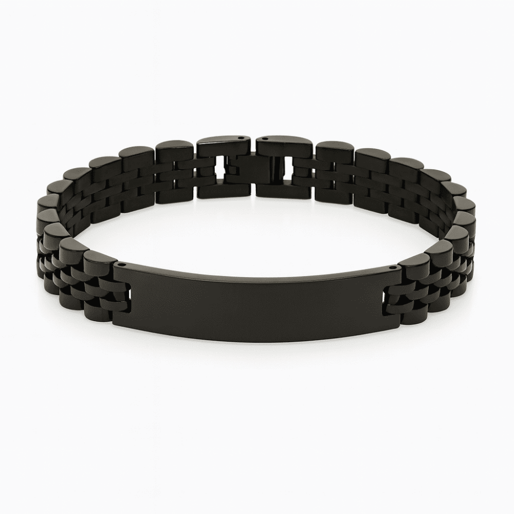 İsme Özel Yazılı Siyah Renk Çelik Erkek Bileklik - 4