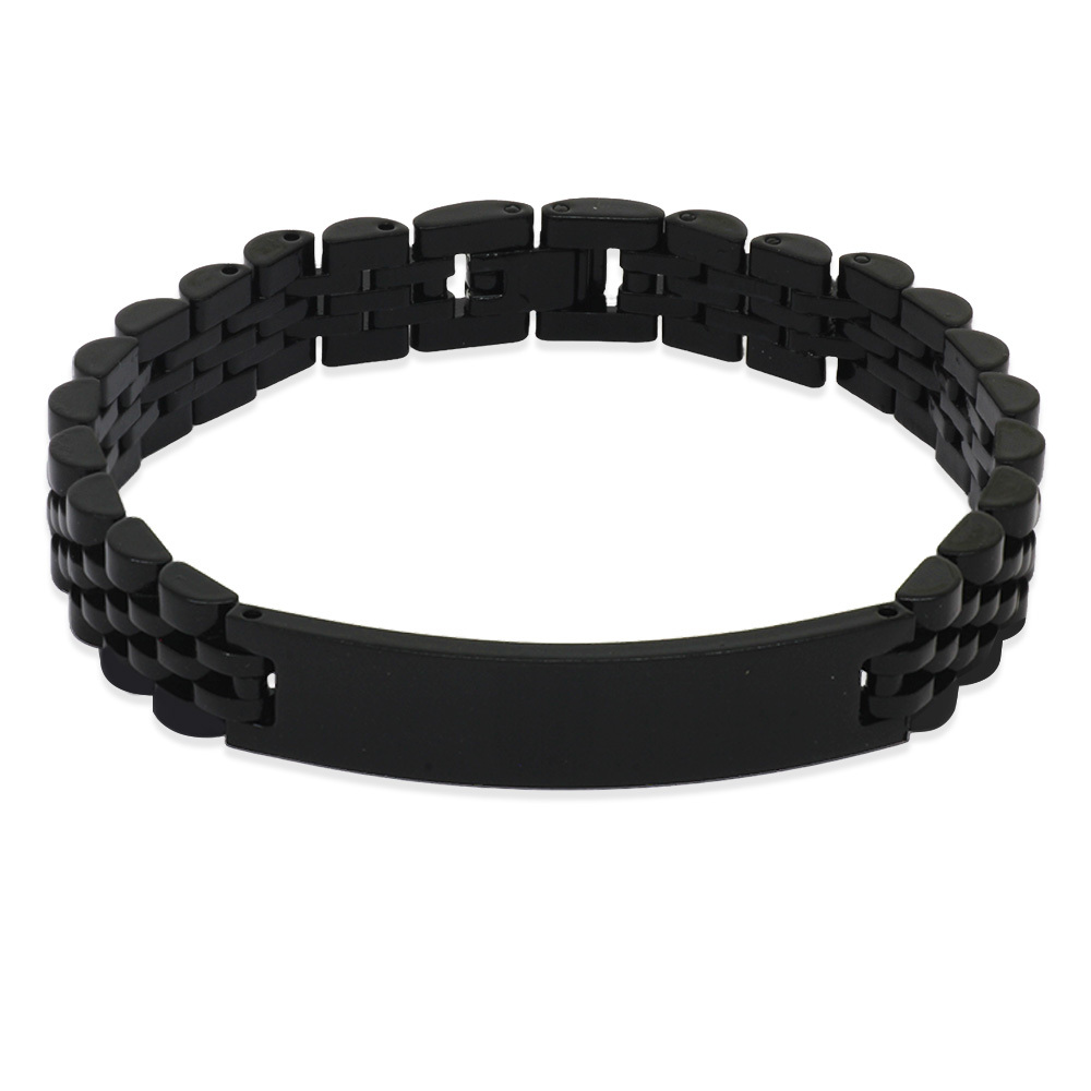 İsme Özel Yazılı Siyah Renk Çelik Erkek Bileklik - 8