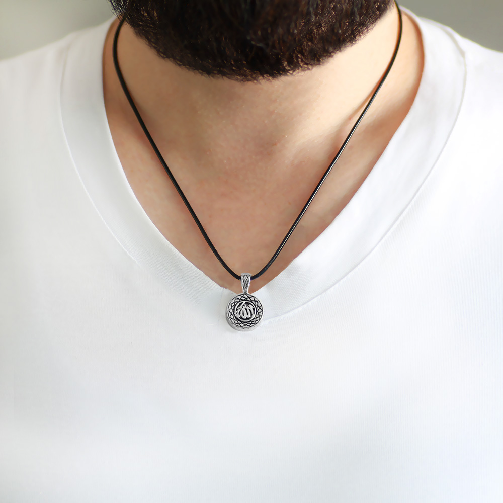 İsme Özel Üzeri Arapça Allah Yazılı 925 Ayar Gümüş Erkek Cevşen Kolye - 2