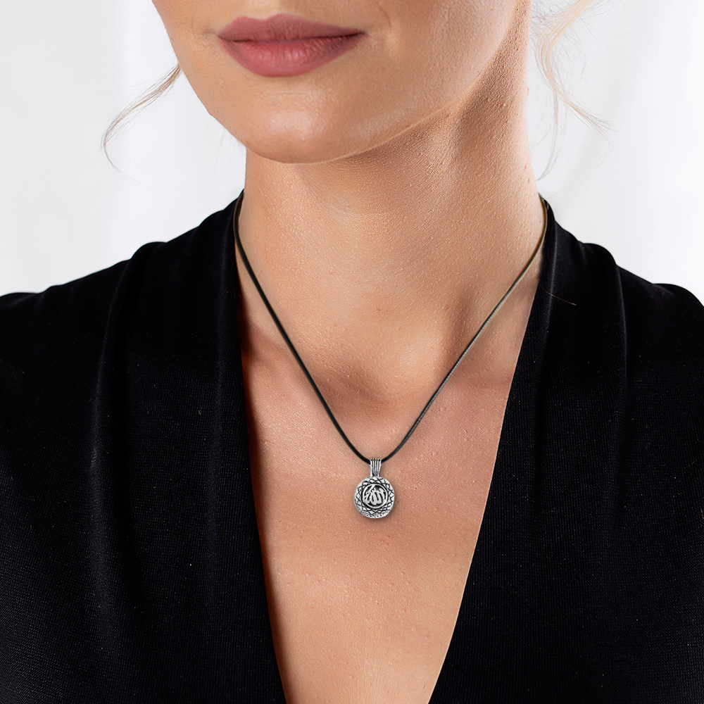 İsme Özel Üzeri Arapça Allah Yazılı 925 Ayar Gümüş Kadın Cevşen Kolye - 2