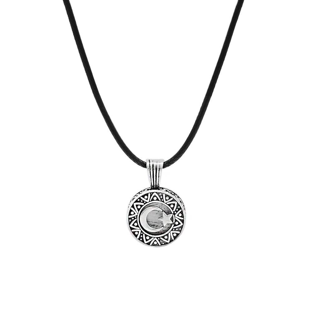 İsme Özel Yazılı Üzeri Ayyıldız Temalı 925 Ayar Gümüş Kadın Cevşen Kolye - 3