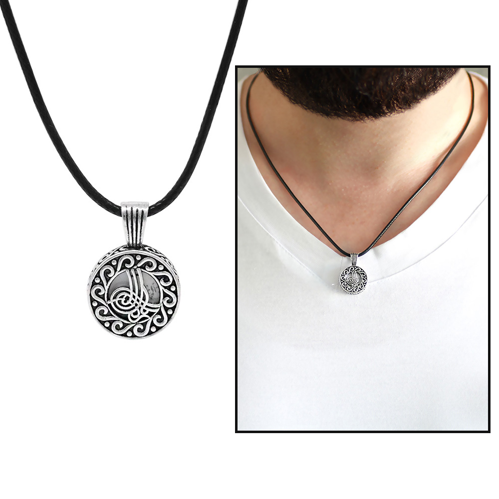 İsme Özel Yazılı Üzeri Tuğra Temalı 925 Ayar Gümüş Erkek Cevşen Kolye - 1