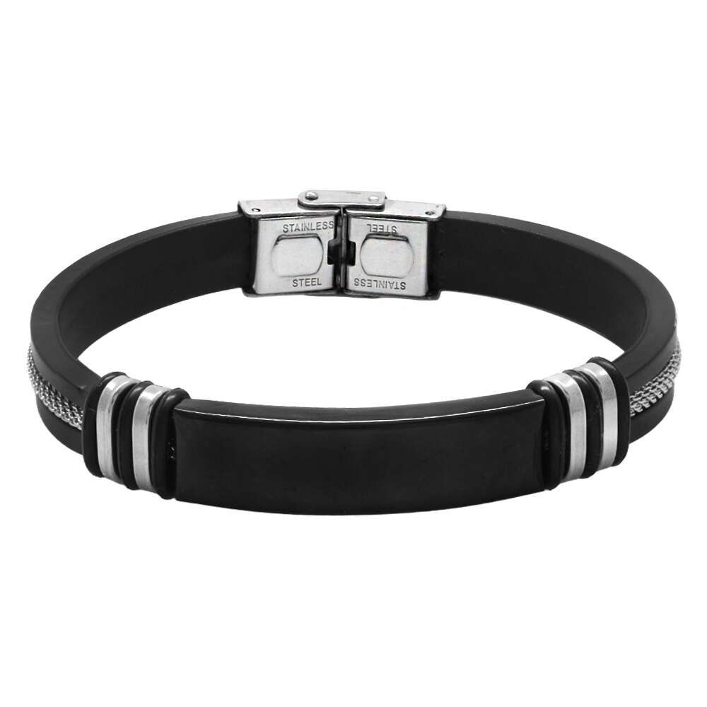 İsme Özel Yazılı Zincir Çelik Deri Kombinli Bileklik - 2