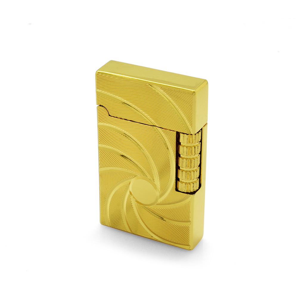 Kişiye Özel İsim Yazılı Zippo Tasarım Helezon Desenli Altın Rengi Taşlı Çakmak - 2