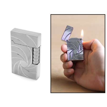 İsme Özel Yazılı Zippo Tasarım Helezon Desenli Gümüş Renk Taşlı Çakmak - Tesbihane