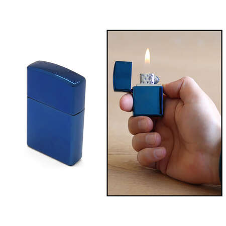 İsme Özel Yazılı Zippo Tasarım Lacivert Renk Taşlı Metal Çakmak - Tesbihane