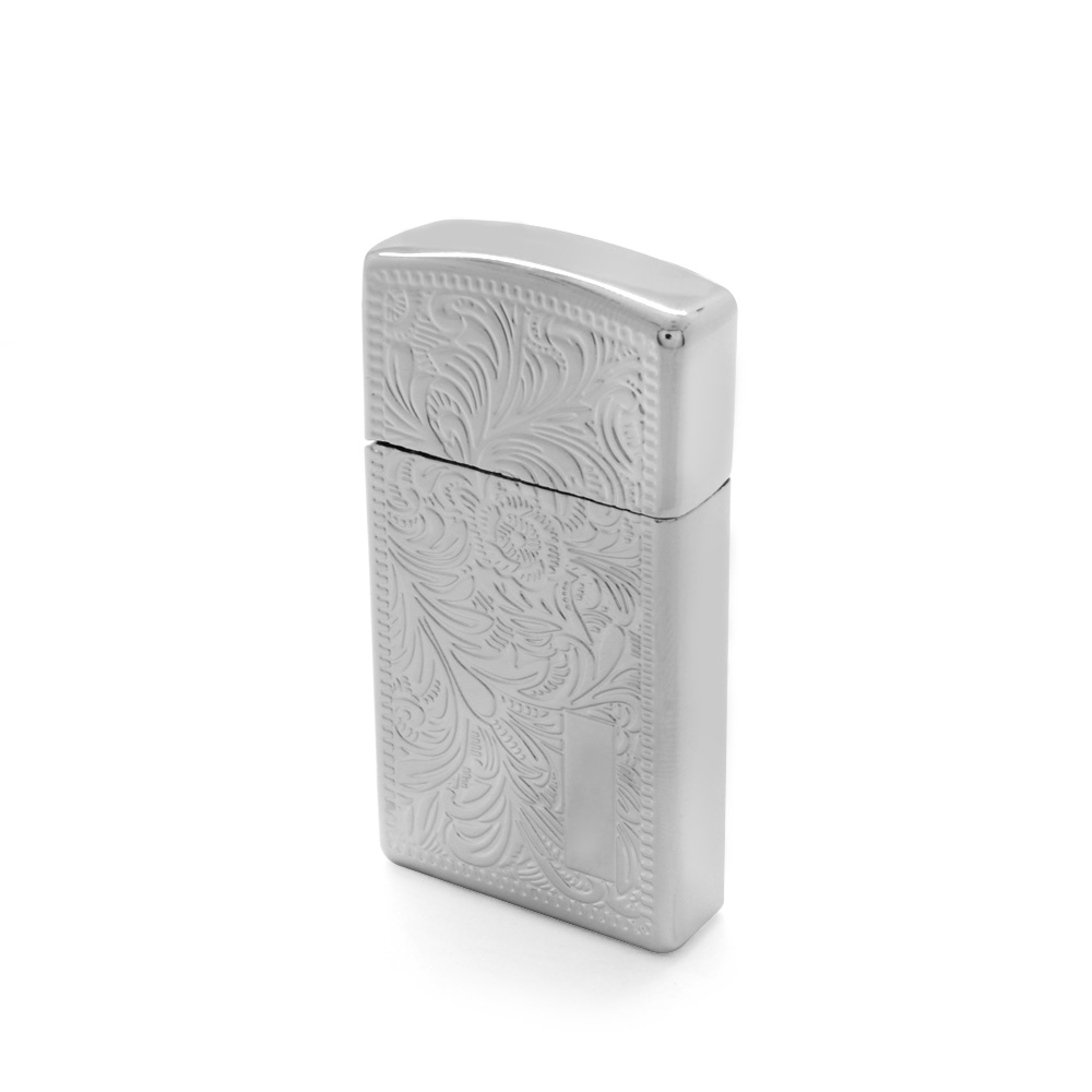 Kişiye Özel İsim Yazılı Zippo Tasarım Zenit Mekanizmalı Üzeri İşlemeli Gümüş Renk Taşlı Metal Çakmak - 3
