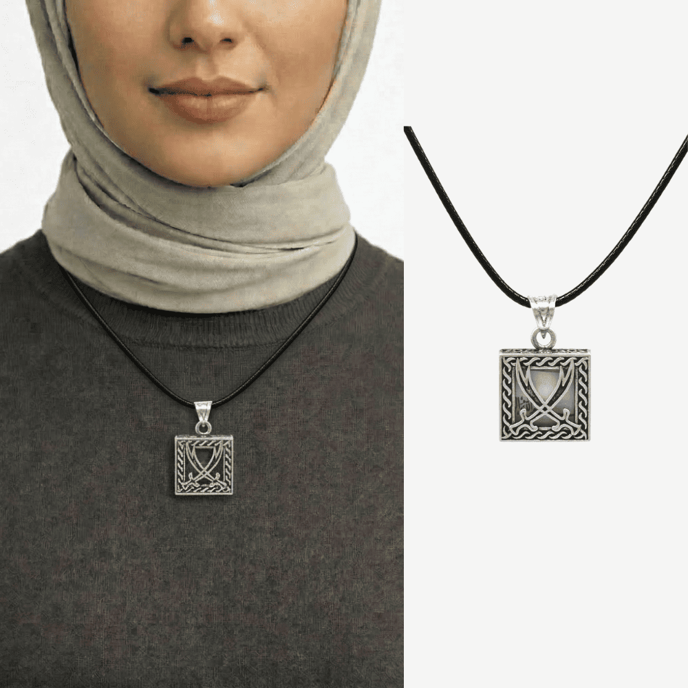 İsme Özel Yazılı Zülfikar Detaylı Zarif İp Zincirli 925 Ayar Gümüş Kadın Cevşen Kolye - 1