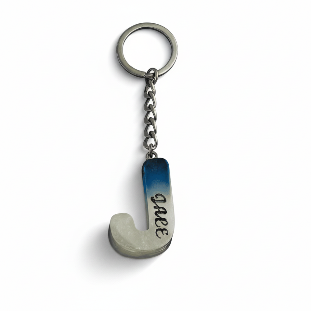 J Harfi - Kişiye Özel - Epoksi Reçine Anahtarlık - El Yapımı - Çelik Tokalı - 4