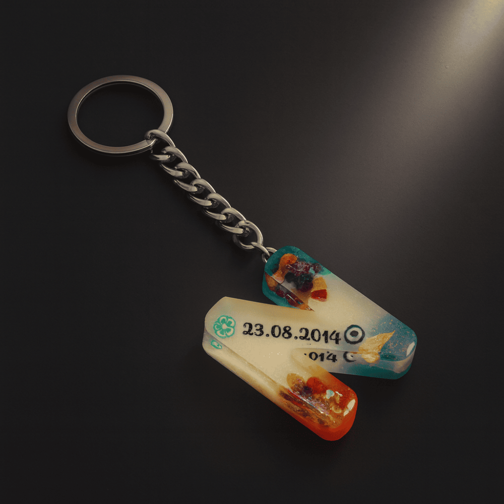 N Harfi - Kişiye Özel - Epoksi Reçine Anahtarlık - El Yapımı - Çelik Tokalı - 2