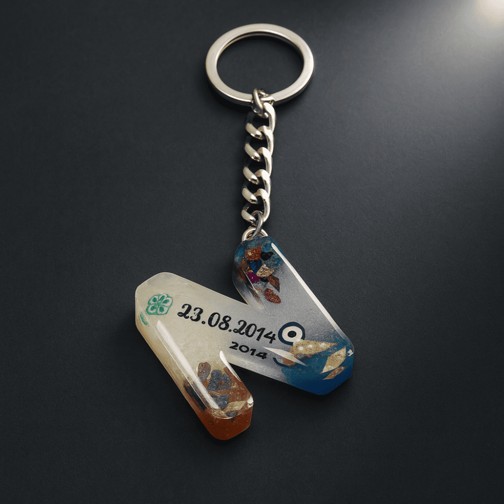 N Harfi - Kişiye Özel - Epoksi Reçine Anahtarlık - El Yapımı - Çelik Tokalı - 3