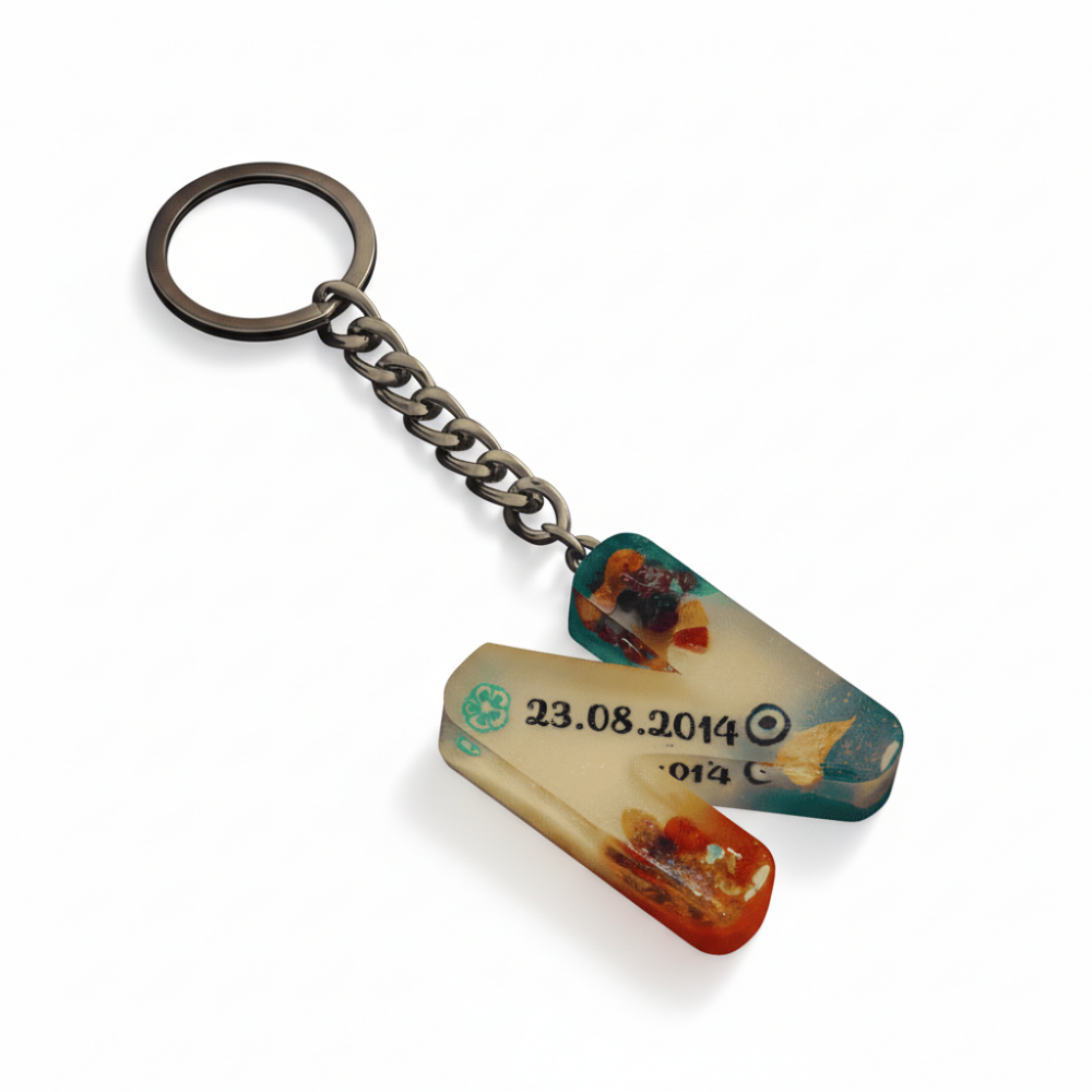 N Harfi - Kişiye Özel - Epoksi Reçine Anahtarlık - El Yapımı - Çelik Tokalı - 4