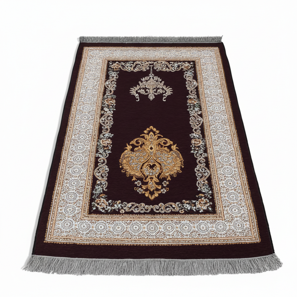 Kişiye Özel Nakış İşlemeli Çiçek Desenli Kendinden Saçaklı Mor Renk Hediyelik Seccade - 4