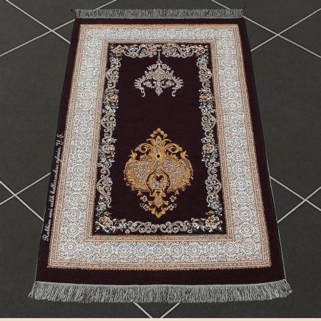 Kişiye Özel Nakış İşlemeli Çiçek Desenli Kendinden Saçaklı Mor Renk Hediyelik Seccade - Tesbihane