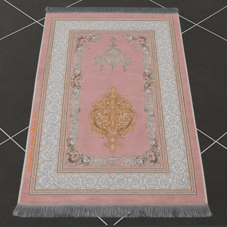 Kişiye Özel Nakış İşlemeli Çiçek Desenli Kendinden Saçaklı Pembe Renk Hediyelik Seccade - Tesbihane