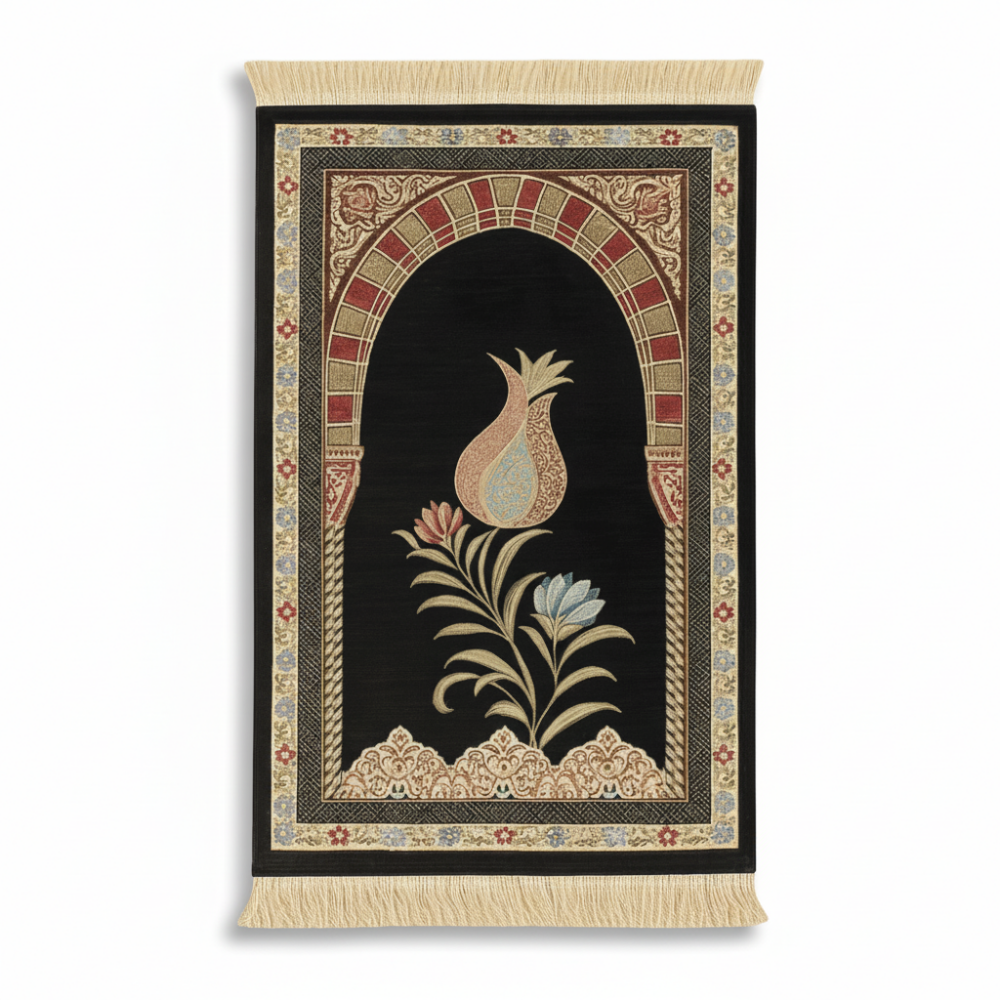 Kişiye Özel Nakış İşlemeli Lale Motifli Astarlı Saçaklı Pembe Renk Hediyelik Seccade - 4