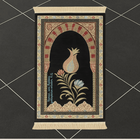 Kişiye Özel Nakış İşlemeli Lale Motifli Astarlı Saçaklı Pembe Renk Hediyelik Seccade - Tesbihane