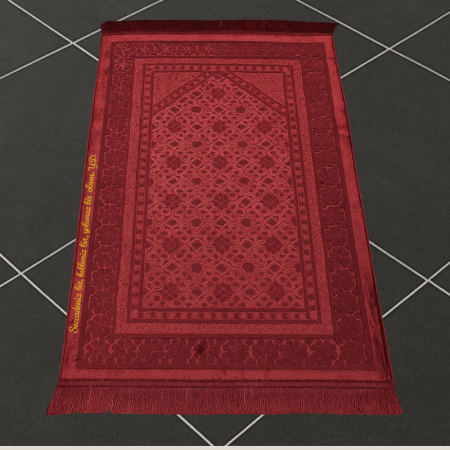 Kişiye Özel Nakış İşlemeli Saf İpek Kadife Kumaştan Kırmızı Renk Hediyelik Seccade - Tesbihane