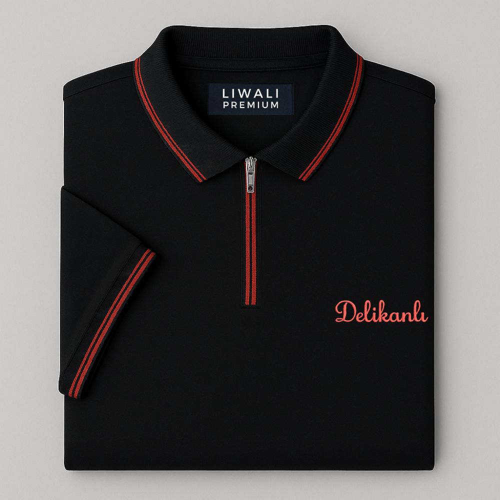 Kişiye Özel Nakışlı Kısa Kollu Ribana Yaka Likralı Premium Lacivert Tişört XL - 5