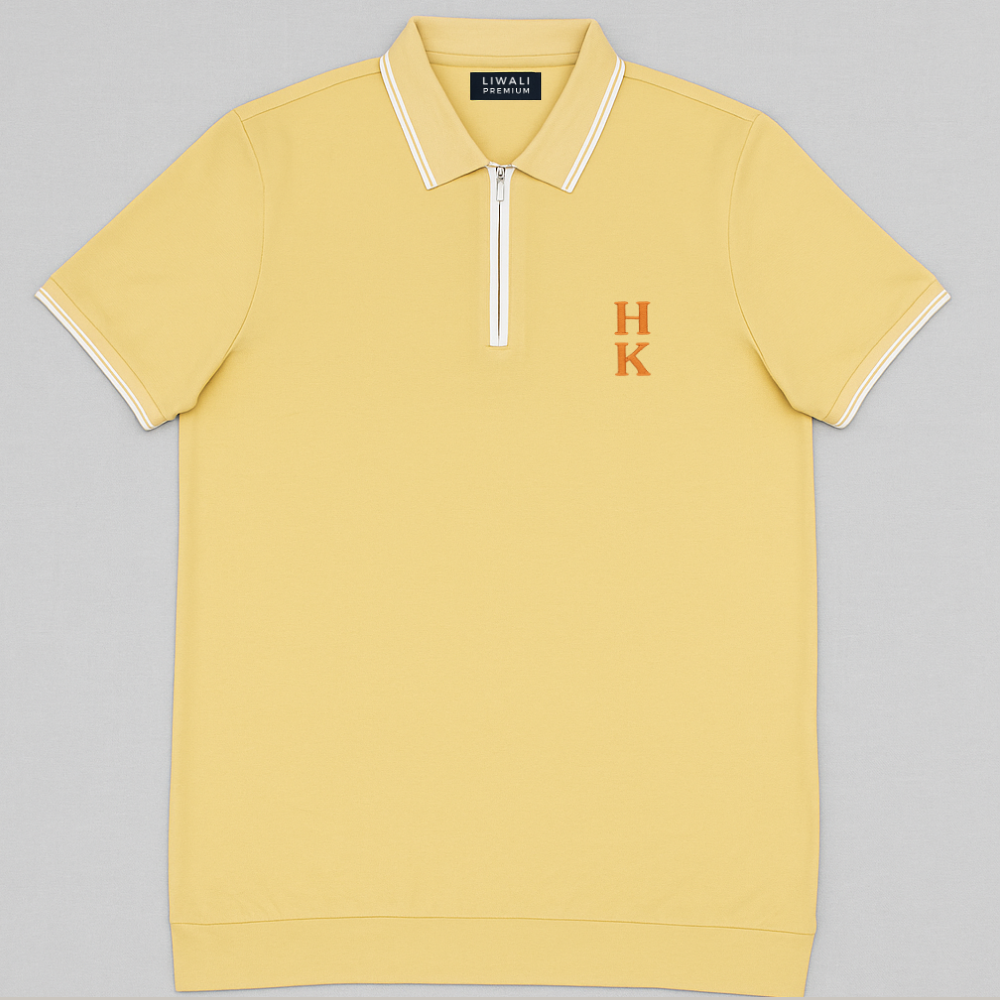 Kişiye Özel Nakışlı Kısa Kollu Ribana Yaka Likralı Premium Soft Sarı Tişört 3XL - 2
