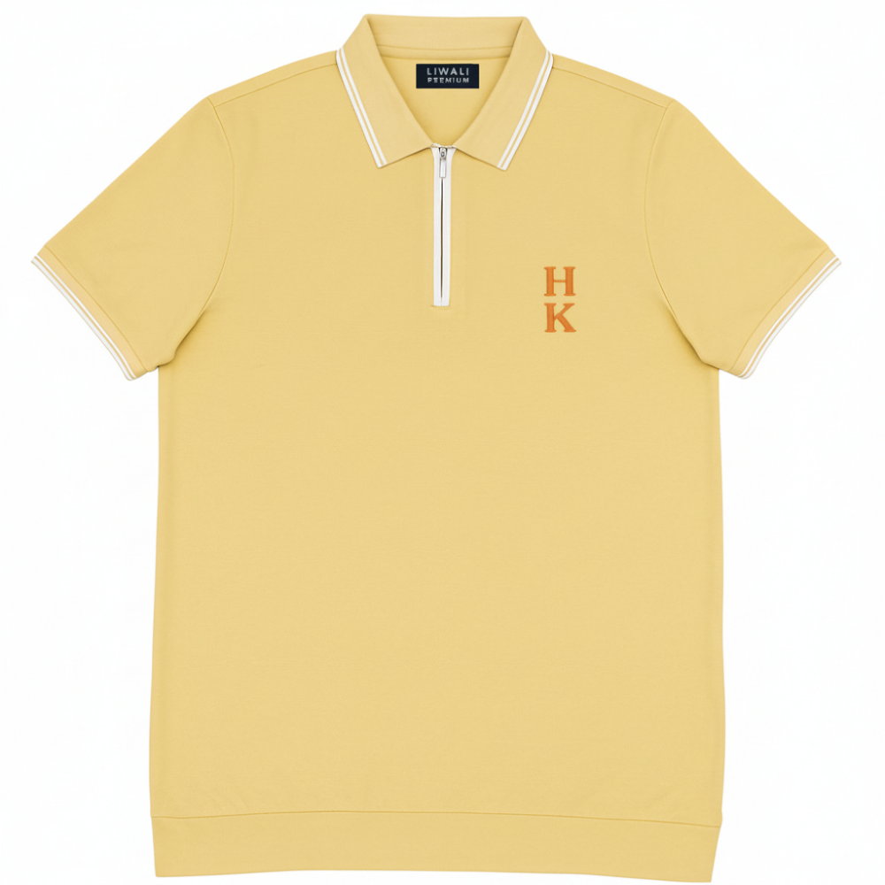 Kişiye Özel Nakışlı Kısa Kollu Ribana Yaka Likralı Premium Soft Sarı Tişört 3XL - 4