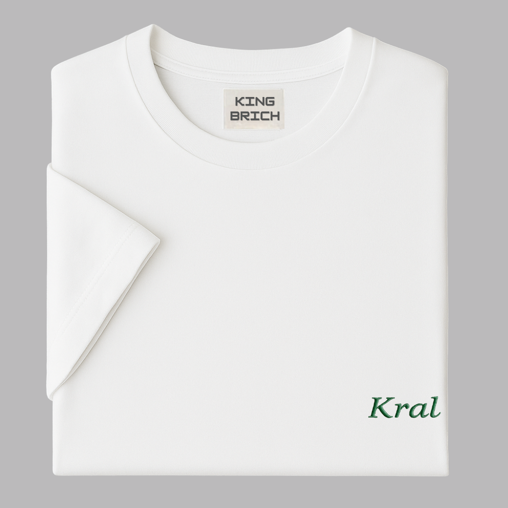 Kişiye Özel Nakışlı Yakası Biyeli Kısa Kollu Bisiklet Yaka Premium Beyaz Oversize Tişört - 4