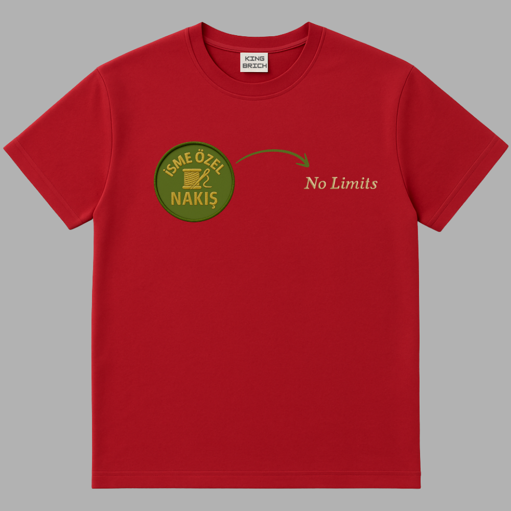 Kişiye Özel Nakışlı Yakası Biyeli Kısa Kollu Bisiklet Yaka Premium Bordo Oversize Tişört S - 3