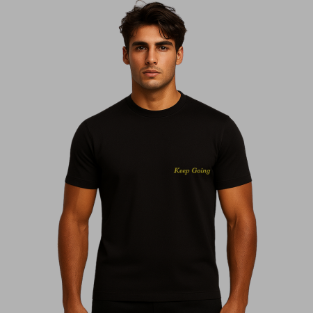 Kişiye Özel Nakışlı Yakası Biyeli Kısa Kollu Bisiklet Yaka Premium Füme Oversize Tişört - Tesbihane