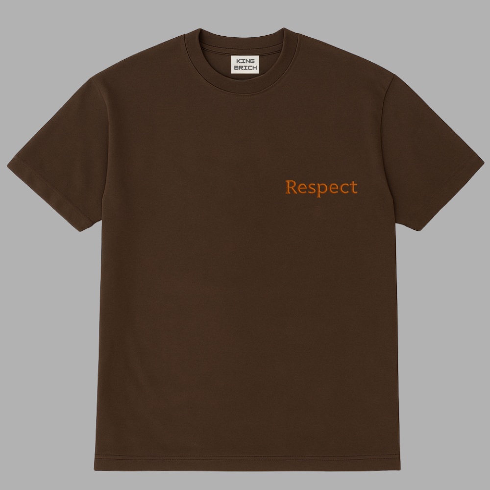 Kişiye Özel Nakışlı Yakası Biyeli Kısa Kollu Bisiklet Yaka Premium Kahverengi Oversize Tişört M - 2