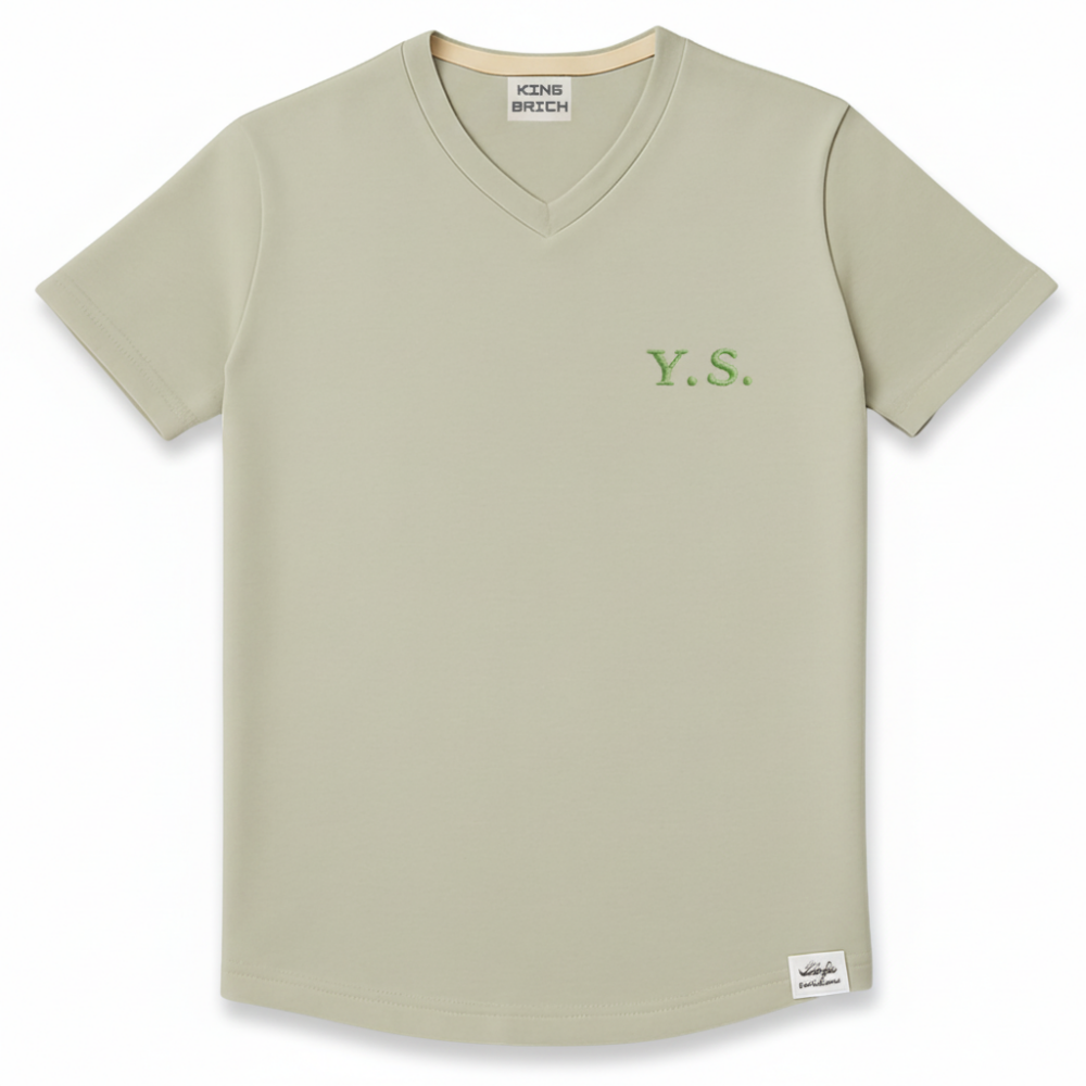 Kişiye Özel Nakışlı Yakası Biyeli Kısa Kollu V Yaka Premium Soft Yeşil Tişört XL - 4