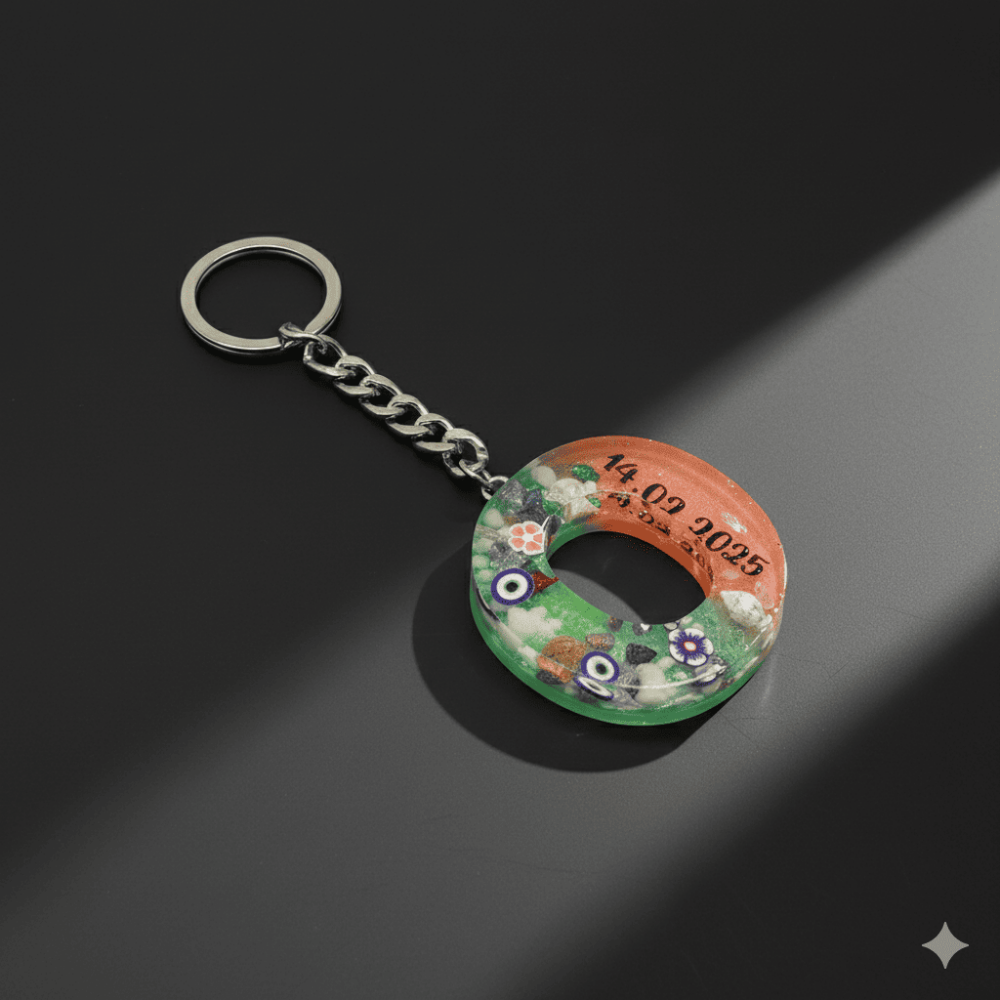 O Harfi - Kişiye Özel - Epoksi Reçine Anahtarlık - El Yapımı - Çelik Tokalı - 2